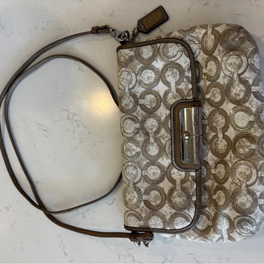Coach Brown and Cream Crossbody Bag